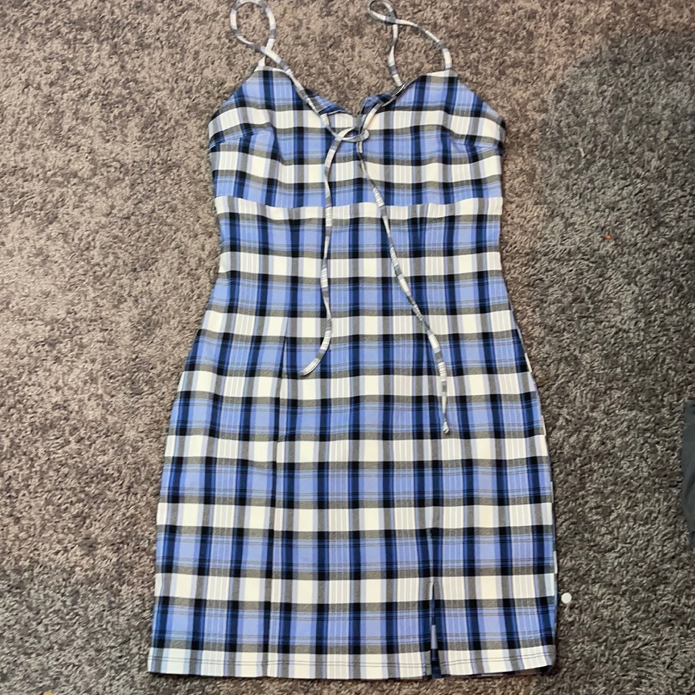 Blue Plaid Papaya Mini Dress
